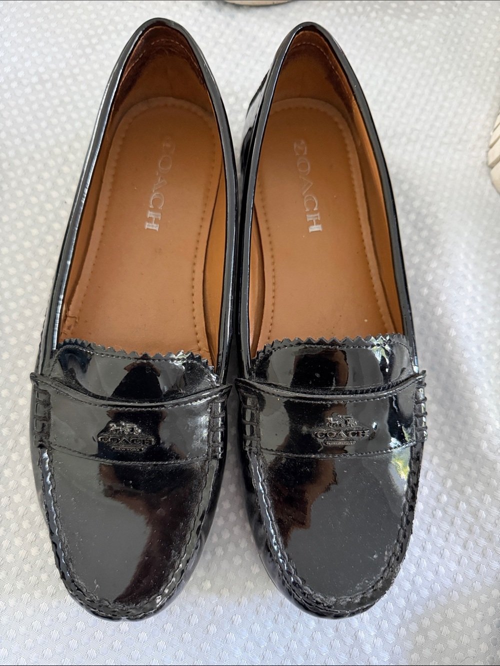 Coach Women's Odette Black Patent Leather Loafers Size 8.5B